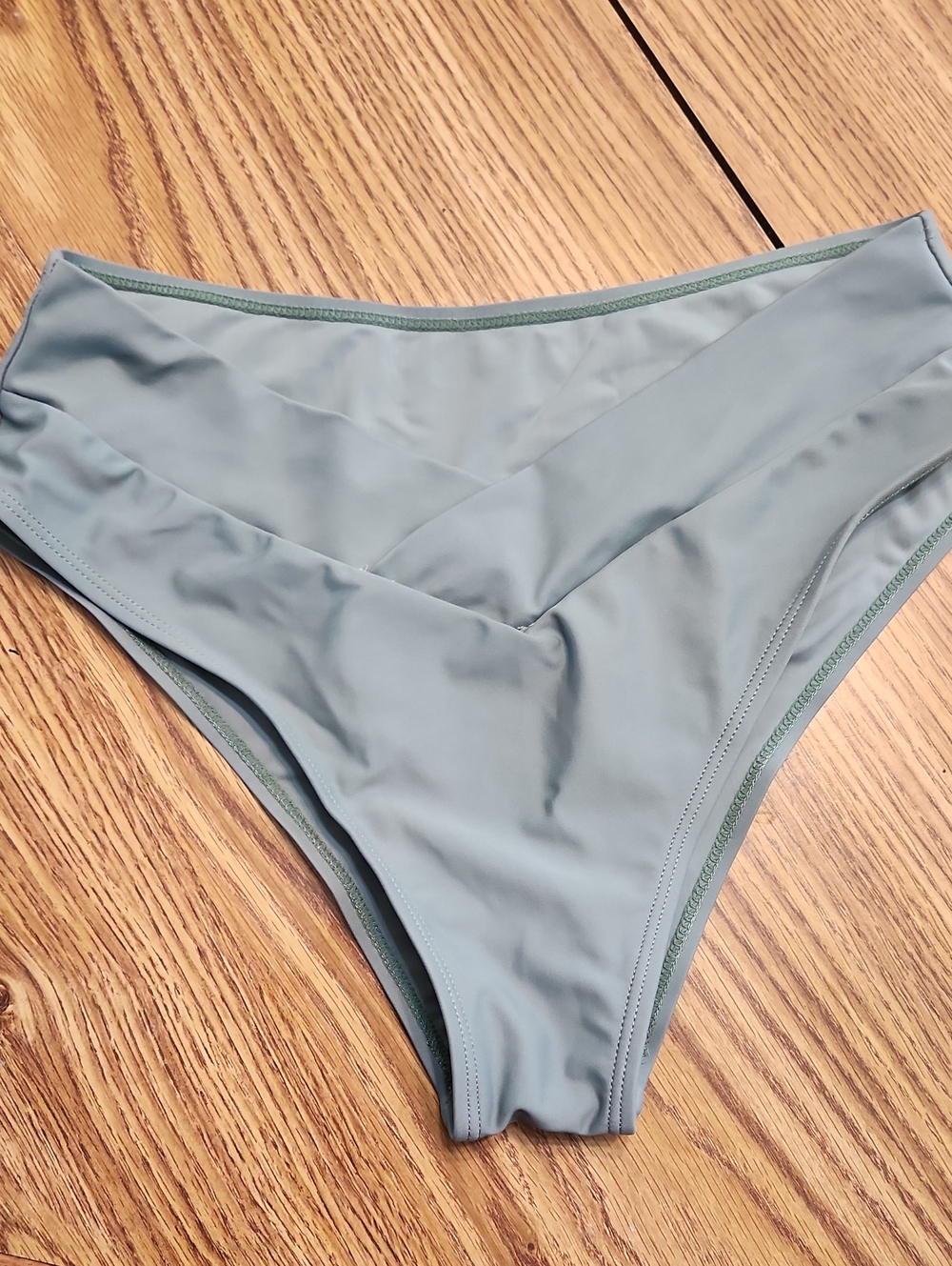 SHEIN Sage Green High-Waist Bikini Bottom